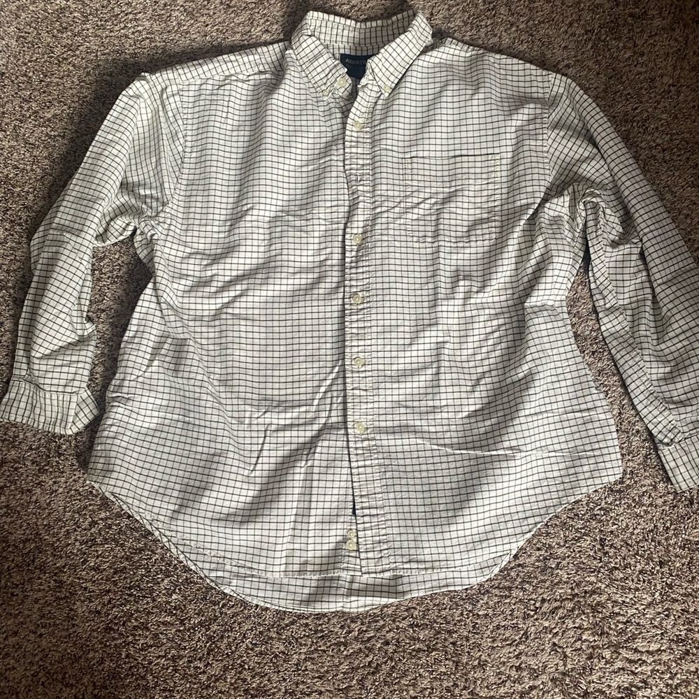 Abercrombie & Fitch Casual Button Down Shirt White and Green